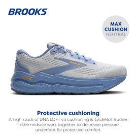 Brooks Men’s Ghost Max 2 Neutral Running & Walking Shoe - Oyster Mushroom/Blue/Orange - 11.5 Medium