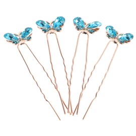 Healeved Butterfly Hairpin Set 4pcs Metal Hair Pins Rhinestones Elegant Bridal Clip Wedding Hair Accessories