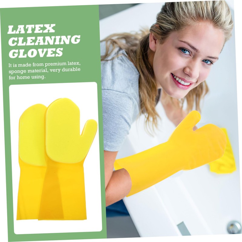 Healvian 2pcs Reusable Household Cleaning Gloves Kitchen Dishwashing Gloves for