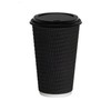 12 oz Black Ripple cups with Black lids x 500