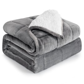 Cottonblue Sherpa Fleece Weighted Blanket 15 Pounds Queen Size 60” x 80 Heavy Weighted Blankets for Adults Perfect for 150-210 lbs, Soft Cozy Fuzzy Blankets 60x80 inches, Idea Gifts, Gray