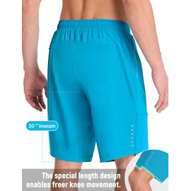 baleaf Men's Mountain Bike Shorts 4D Padded Loose-fit MTB Cycling Lightweight Bicycle Biking Shorts Zipper Pockets Aqua Blue L