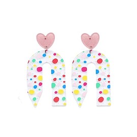 Acrylic Pencil Drop Dangle Earrings Creative Rainbow Back to School for Students Women Appreciation Teacher Pre-K Earrings Jewelry-dot rainbow