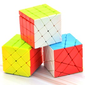 Yealvin 4x4x4 Speed Cube Set, Magic Cube Bundle of 4x4 Windmill Cube Fisher Cube and Axis Cube 4x4 Stickerless Cube Brain Teasers Puzzle Toys Colorful 3 Pack