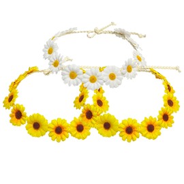 Sunflower Daisy Wreath, Hippie Bridal Crown Photo Props (2Yellow+1White)
