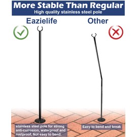 Eazielife 10FT String Light Poles for the outdoor, Heavy Duty Metal Lighting Stand Pole for Hard Soil Wood Backyards Patio Weddings Holiday Party Decorations 2 Pack