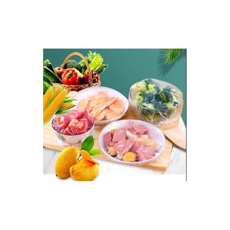 MKISHINE Pack of 100 Food Storage Bags, Elastic, Stretchy, Adjustable