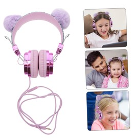 FELTECHELECTR Boy Girl Cat Ear Headset Furry Rhinestone Over Ear Earphones for Boy Girl Girls Stylish Wired Headphones for School Cable Comfortable Design