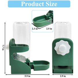 kathson Rabbit Water Dispenser for Cage 17 Oz Hanging Guinea Pig Water Bottle No Drip Gravity Automatic Bunny Water Bottle No Leak Small Animal Water Bottle for Chinchilla Ferret Hamster(Green