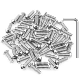 60 Pieces 1/4-20 x 3/4" Button Head Socket Cap Screws Bolts, HELIFOUNER 304 Stainless Steel (18-8) Screws, Bright Finish, Fully Threaded