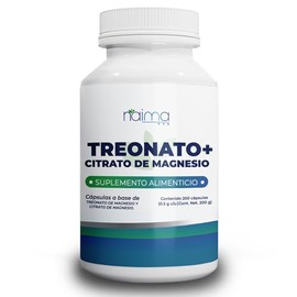 NAIMA Treonato de Magnesio + Citrato de Magnesio, 200 Cápsulas | Suplemento Alimenticio 100% Puro| Ingredientes Naturales, Sin Aditivos | Energía, Bie