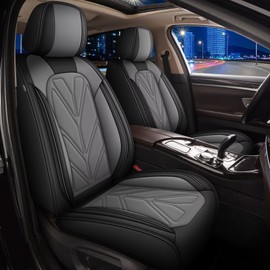 DISUTOGO Full Set Seat Covers Fit for VW/Volkswagen Taos 2022-2025: Faux Leather Waterproof Car Seat Covers Automotive Seat Cushion Protector Compatible Airbag (5 Seats, Black&Grey)