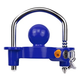 Covienapp Trailer Hitch Lock Tow Ball Lock,Universal Adjustable Tow Lock with 11 Locking Positions for Trailer Horsebox,Includes 2 Keys,Blue