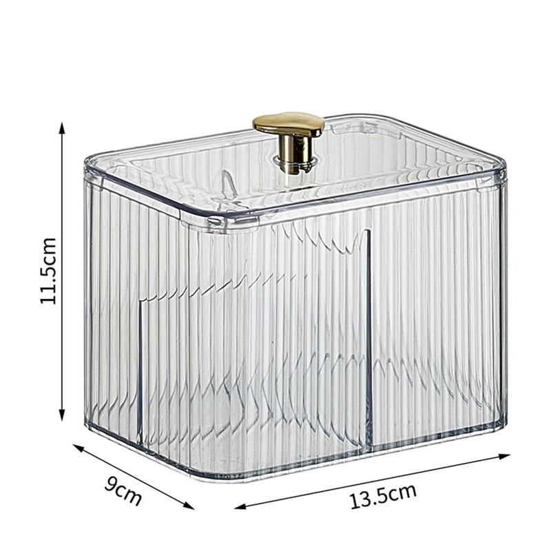 WIWIUXY Qtips Holder Bathroom Container,3-Section Cotton Ball/Swabs Dispenser,3 Grids Apothecary