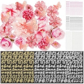 Mototo Graduation Cap Decorations Kit, Assorted Flower Heads Self Adhesive Rhinestones Glitter Letter Number Stickers 3D Butterfly Stickers for Grad Cap DIY Graduation Party Craft Art Decor(Pink)