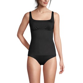 Lands' End Womens Chlorine Resistant Square Neck Tankini Top Black Dd-Cup 14