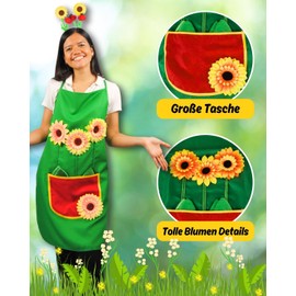Das Kostümland Das Kostümland Gärtnerschürze Grillschürze grün mit Sonnenblumen