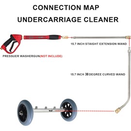 Hourleey Pressure Washer Undercarriage Cleaner, 16 Inch Power Washer Surface Cleaner, Undercarriage Water Car Broom Attachment with Extension Wand, 4000 PSI