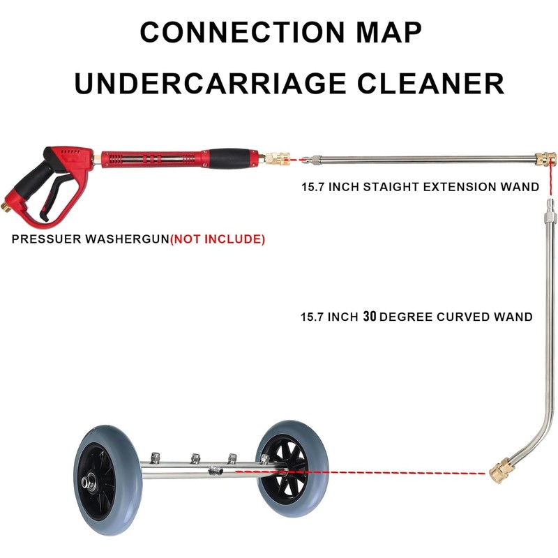 Hourleey Pressure Washer Undercarriage Cleaner, 16 Inch Power Washer Surface