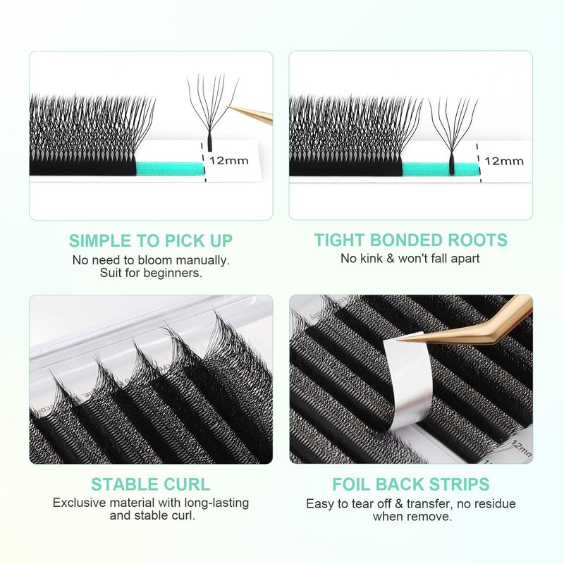 NAGARAKU 7D W Eyelash Extensions, Eyelash Extension, Self-Fanning Lash, Pre-Fanned