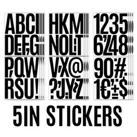 420 Pcs 24 Sheets Large Self Adhesive Vinyl Letters Numbers Kit, 5 Inch Mailbox Numbers Stickers for Mailbox, Signs, Window, Door, Cars, Trucks, Home, Business, Bottles Cup Bulletin Board（Black）