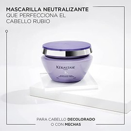KRASTASE Masque Ultra-Violet  Mascarilla para neutralizar los tonos amarillos en el cabello rubio Con Pigmentos Ultravioletas, cido Hialurnico y Flor 