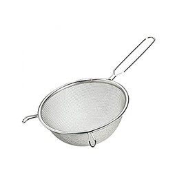 Pamai Pai® Kitchen Strainer Flat 21 cm Metal Strainer with Handle and Holders Pasta Strainer