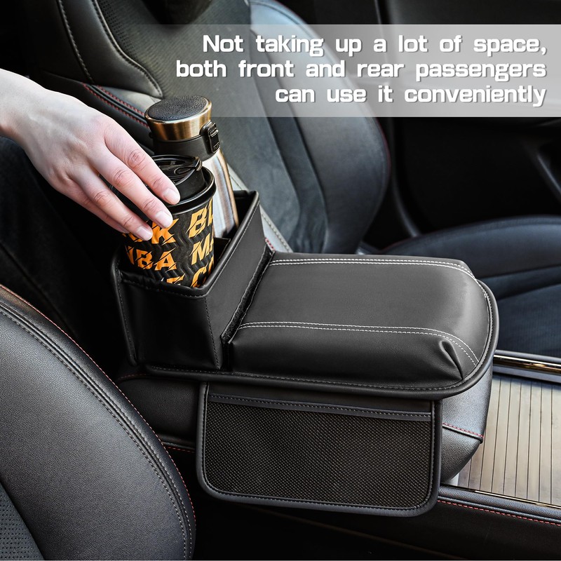 JEYODA Upgraded Car Armrest Cover,Premium Leather Car Armrest Cover Cushion