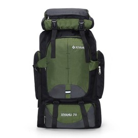CINGHI LUSSO 70L Camping Rucksack for Men Hiking Backpack Waterproof Ruck Sacks Adult Backpack for Travelling Large Backpack Camping Bag Lightweight Backpack Camping Accessories (Green)