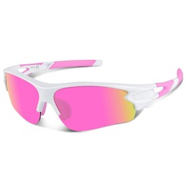BEACOOL Polarized Running Sunglasses for Men Women Baseball Fishing Cycling Golf Softball Tac Glasses UV400(WHITEPINK2)