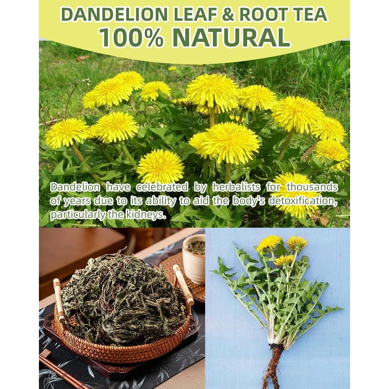 60 Teabags - Dandelion Leaf & Root Tea Bags, Natural