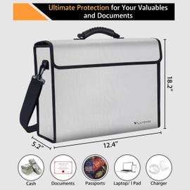 Thermal Insulated Fireproof Document Bag – Large Fireproof & Waterproof Safe Bag with Lockable Zipper for Documents, Cash & Valuables - Fireproof Box for Home, Office, and Travel Use