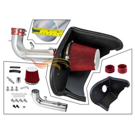 Cold Air Intake Airflow Induction System with Heat Shield Kit + Filter Combo Red Compatible For 16-24 Chevy Camaro 3.6L V6