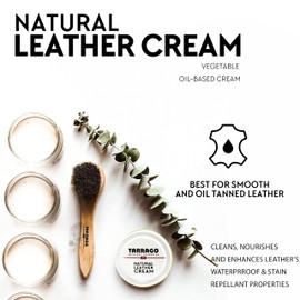 Tarrago Natural Leather Cream - 50ml Jar - Nourishing, Waterproofing, and Cleansing for Smooth and Oiled Leather Breathable Formula