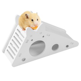 Wooden Hamster House, Hamster Hideout Hut Habitats Decor with Ladder and Ramp Detachable Small Animal Play Toys Dwarf Hamsters cage accessories for Small Pets Rat Mice Gerbils All Season