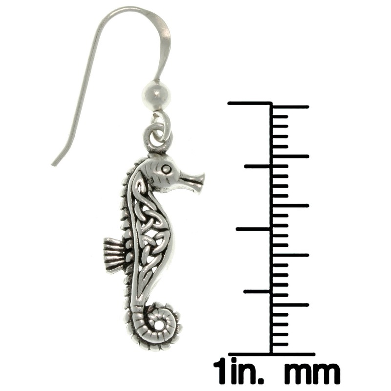 Jewelry Trends Sterling Silver Celtic Knot Seahorse Dangle Earrings
