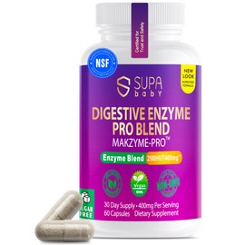 SUPABABY Digestive Enzymes for Women – Vegan Pro Blend with Makzyme-Pro™ & Probiotics – Gut & Bloating Support, 60 Capsules