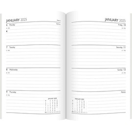 2025 A5 Week to View Diary, Assorted Designs, Hardback Cover, Ribbon Marker, Full Year Planner, Organiser (Colourful Strips)