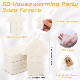 Swiffen 50 Sets Housewarming Party Favor Short House Shaped Soap Mini Soap with Thank You Tag Organza Bags Twine New Home Return Gift Idea for Guests Sweet Home House Warming Decorations