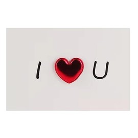 I Love You Greeting Card with Red Metallic Heart, White, Romantic Message Card, Simple, Budget
