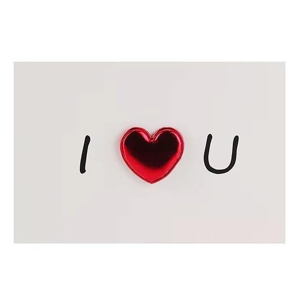 I Love You Greeting Card with Red Metallic Heart, White,