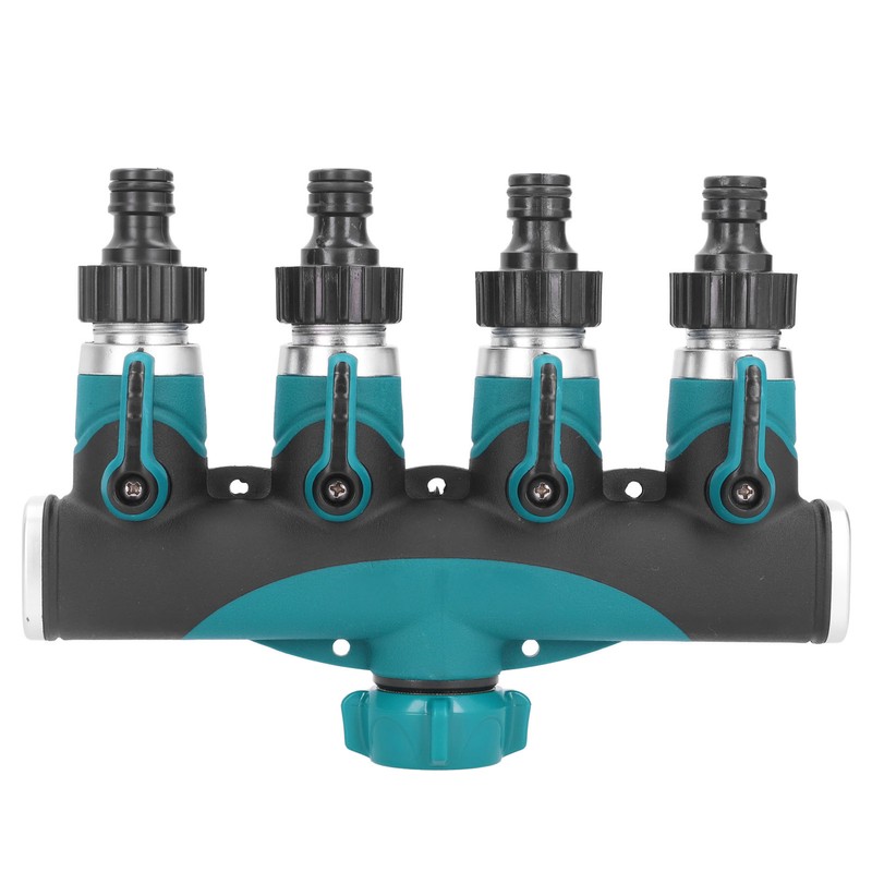 4 Way Hose Splitter Metal Valve Water Distribution Controller Connector