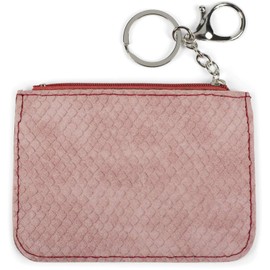 styleBREAKER 05050096 Key Case with Snake Pattern Structure and Zip, Key Ring, Carabiner, Antique Pink, Key case