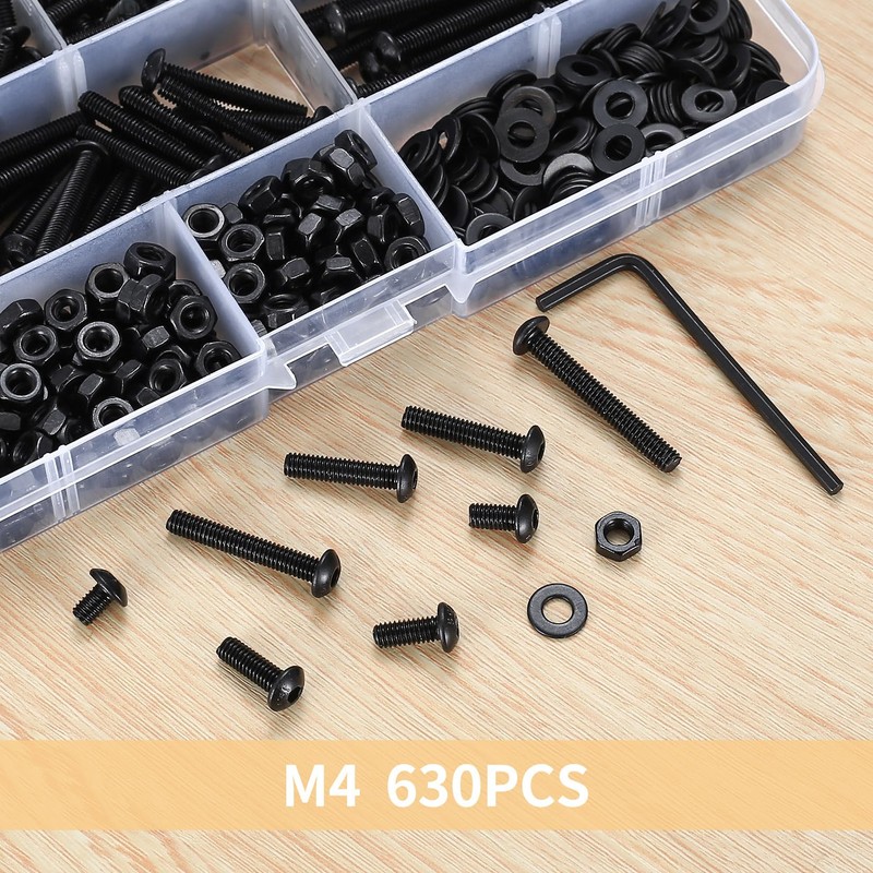 630 Piece M4 Screws Set, Allen Screws Nuts Set, Pan