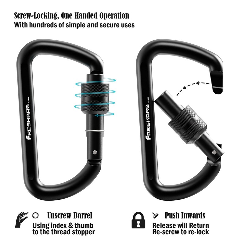 3 inch Locking Carabiner Clips-Screw-gate Lock Carabiner, Heavy Duty Keychain