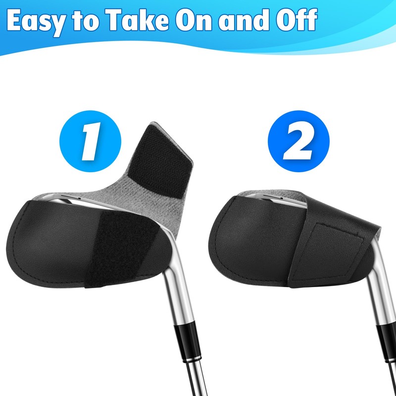 Easecos 6 Pcs Golf Iron Head Covers, PU Leather Golf