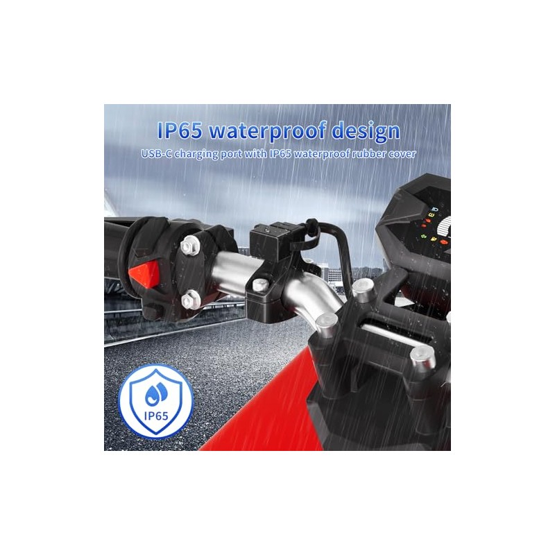 Cliff Top Waterproof Motorcycle USB Charger, 18W PD USB-C Quick