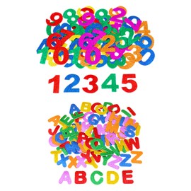 NXPWRC 162 Pieces Multicolor Glitter Alphanumeric Stickers, EVA Material, Suitable for Scrapbook, Indoor Use