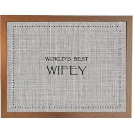 Lap Tray: Bean Bag Padded Cushion table for Eating or Laptop (World’s Best Wifey Vintage Wood)