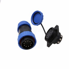 HangTon TY28 9 Pin 10A Circular Electrical Waterproof Connector Male Female 14AWG Wire Plug Panel Socket Screw Crimp Solder-Free Quick-Disconnect for Power Device